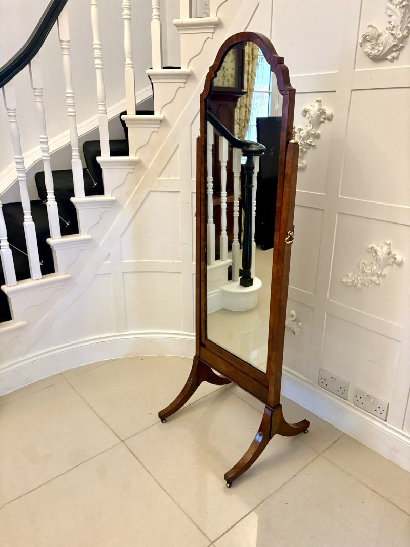 Fine Quality Antique Walnut Cheval Mirror